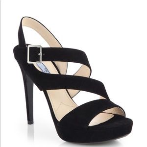 Prada Black Strappy Suede Platform Sandals